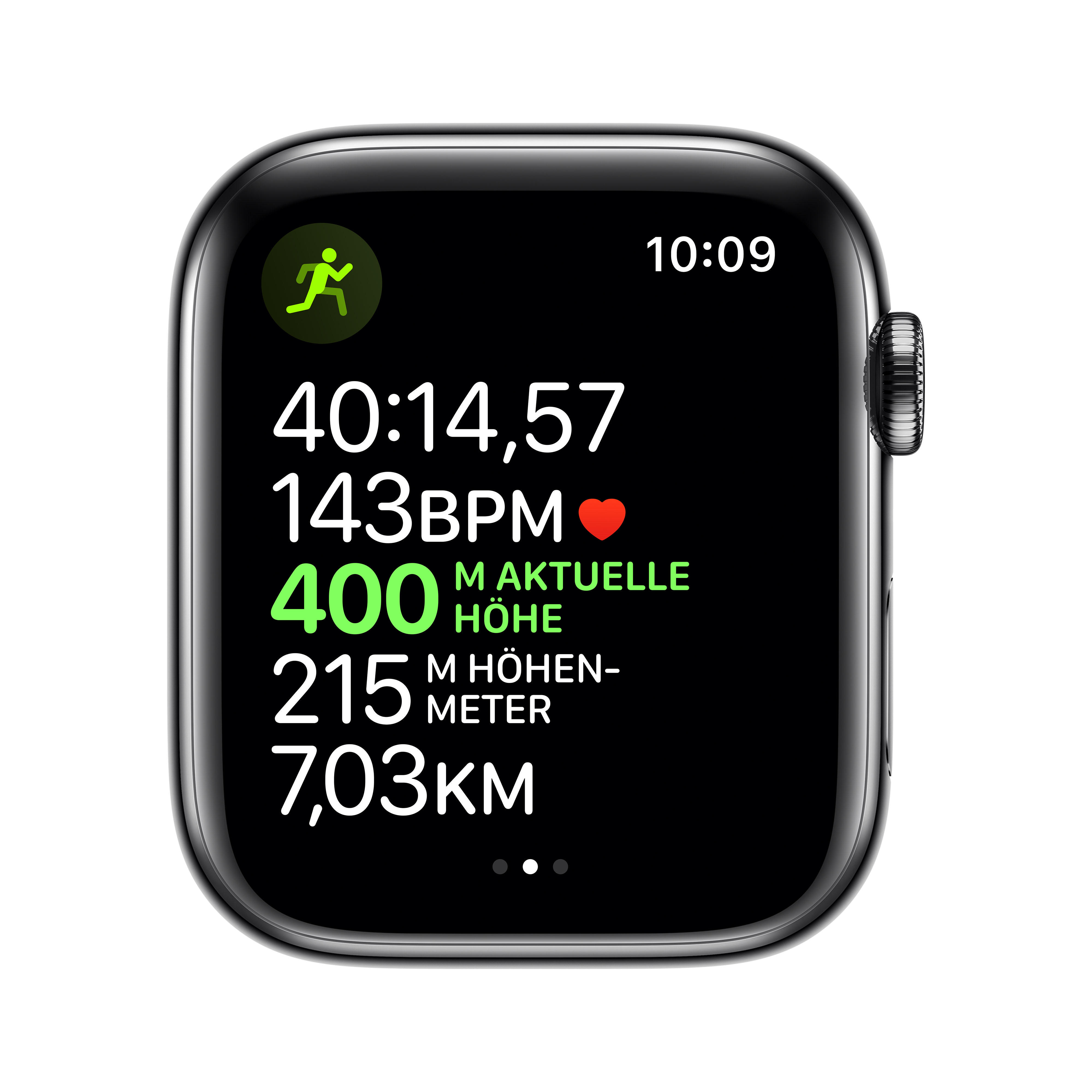 APPLE Watch Series Milanaise, Smartwatch 200 , Schwarz - Cellular) 140 Edelstahl 5 (GPS Armband: Edelstahl, Schwarz + Gehäuse: mm Edelstahl 44mm