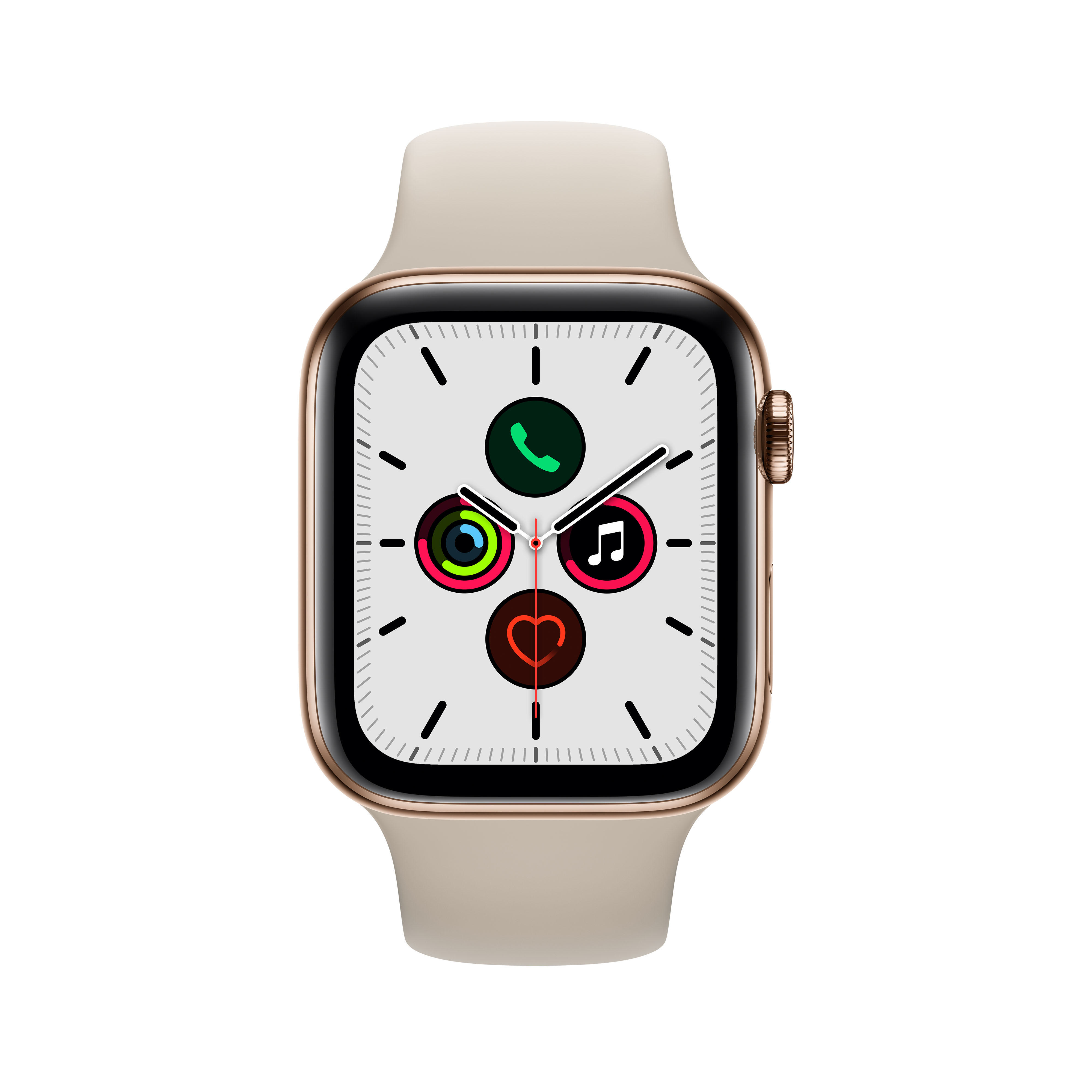 APPLE Watch Series 5 (GPS + Cellular) 44mm Smartwatch Edelstahl Fluorelastomer, 140 - 200 mm , Armband: Stein, Gehäuse: Edelstahl Gold