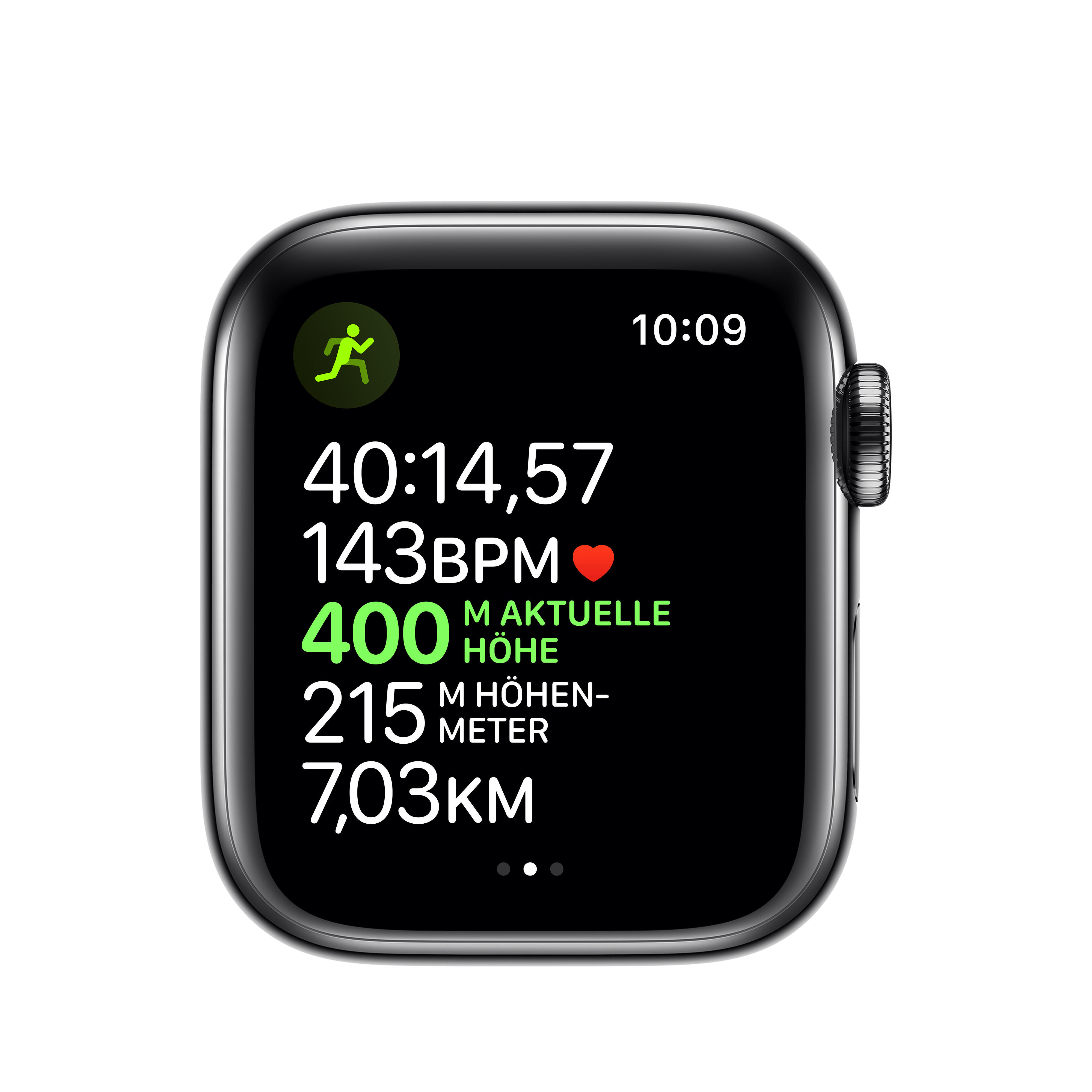 APPLE Watch Series 5 (GPS + Cellular) 40mm Smartwatch Edelstahl Fluorelastomer, 130 - 200 mm, Armband: Schwarz, Gehäuse: Edelstahl Schwarz