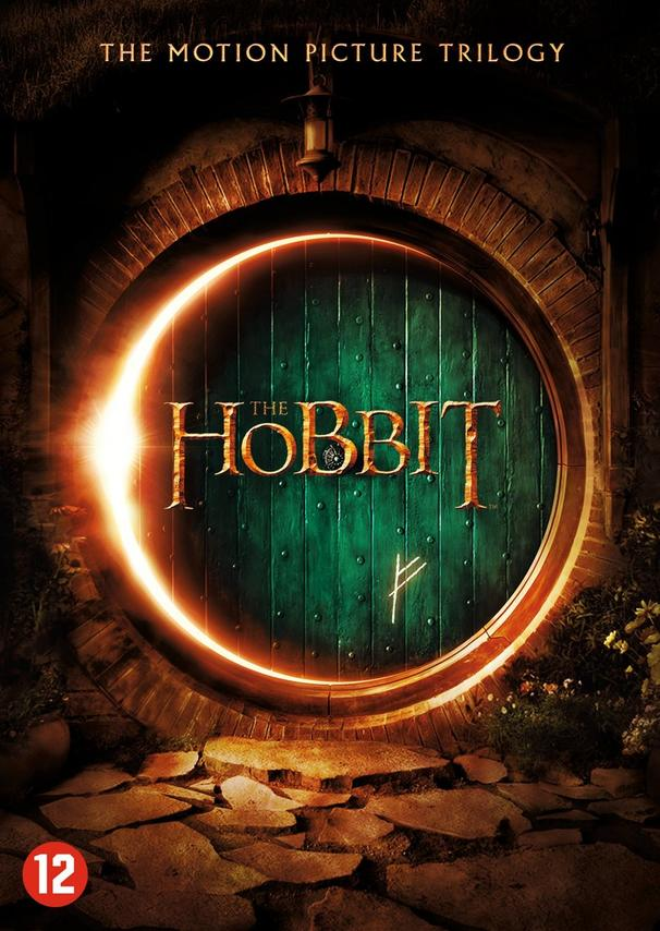 The Hobbit movie poster: A round green door with a glowing light around it. The title is written on it.