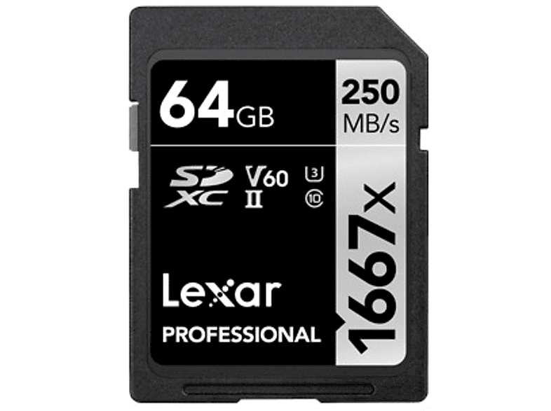 LEXAR 64GB Professional 1667x SDXC™ UHS-II, 250MB/s okuma 80MB/s yazma C10 V60 U3 Hafıza Kartı