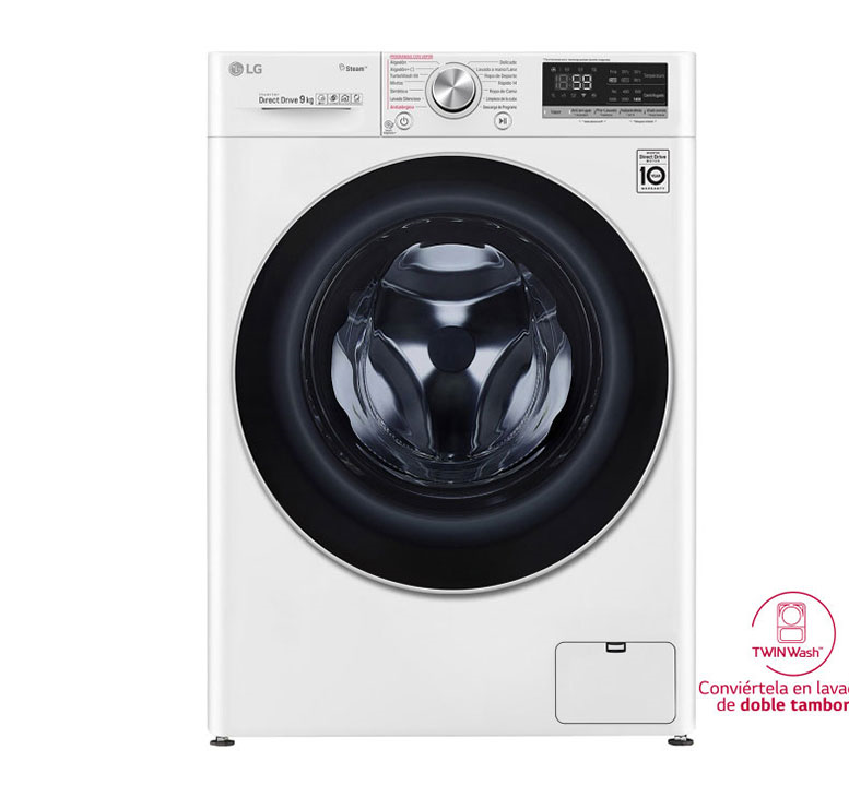 Lavadora carga frontal - LG F4WV5010S0W, 10.5 kg, 1400 rpm, 14 Programas, Serie 700, Antihuellas, Inox