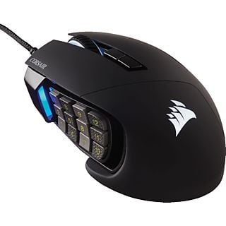 CORSAIR SCIMITAR RGB ELITE - Gaming Maus, Kabelgebunden, Optisch mit Leuchtdioden, 18000 dpi, Schwarz