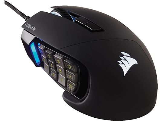 CORSAIR SCIMITAR RGB ELITE - Gaming Maus, Kabelgebunden, Optisch mit Leuchtdioden, 18000 dpi, Schwarz