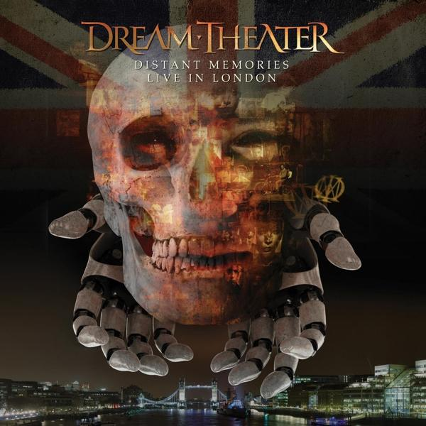 Albumhoes voor Dream Theater, schedel over skyline van Londen, Union Jack op de achtergrond.