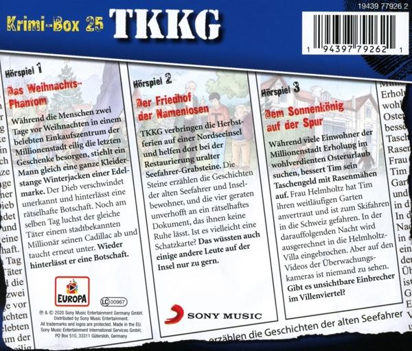 Rückseite einer TKKG DVD-Box mit 3 Episoden-Covern.