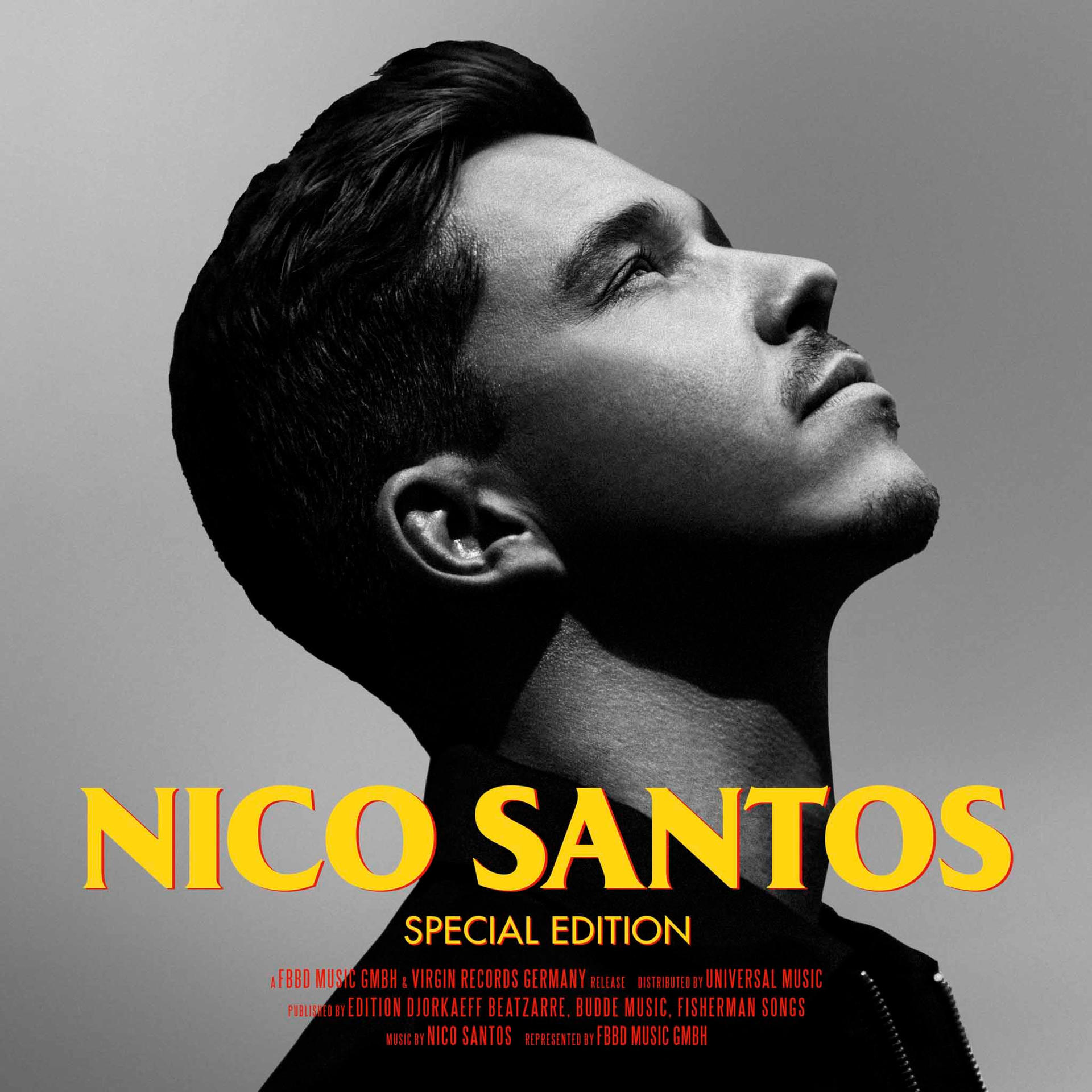 Albumcover mit einem Mann, der nach oben schaut, mit dem Text Nico Santos und Special Edition und Credits.