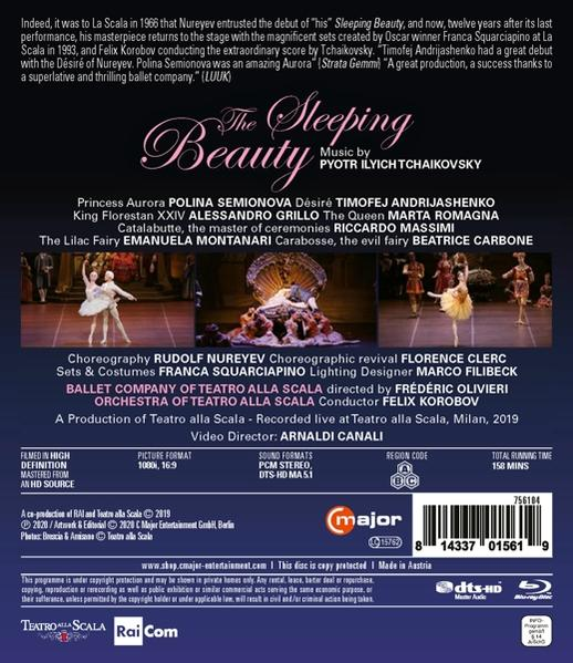 Eine DVD-Hülle eines Balletts, 'Dornröschen', mit Besetzungs- und Produktionsdetails.