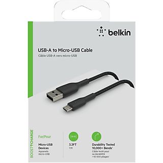 BELKIN Câble USB - microUSB tressé Boost Charge 1 m Noir (CAB007BT1MBK)