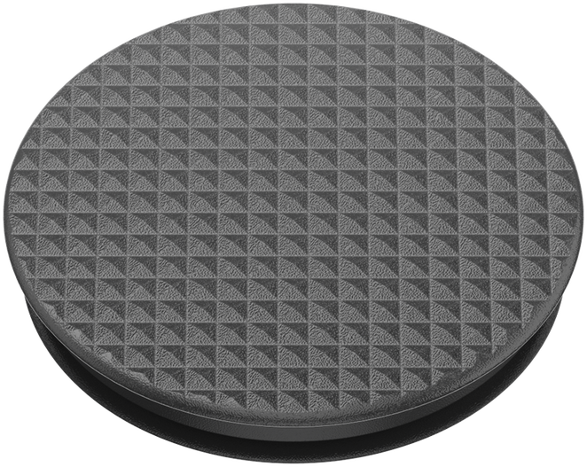 Ein grauer PopSockets-Griff mit strukturierter Oberfläche.