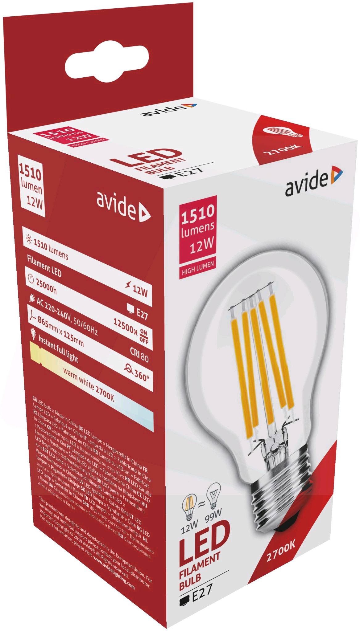 LED izzó doboza. A dobozon szöveg és az izzó képe látható.