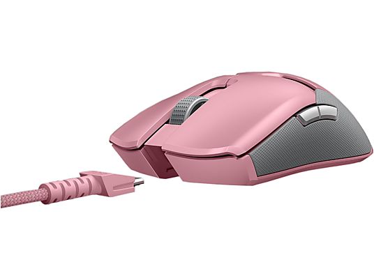 RAZER Viper Ultimate - Gaming Mouse, Wired e Tecnologia wireless HyperSpeed, Ottica con diodi laser, 20000 dpi, Quartz Pink