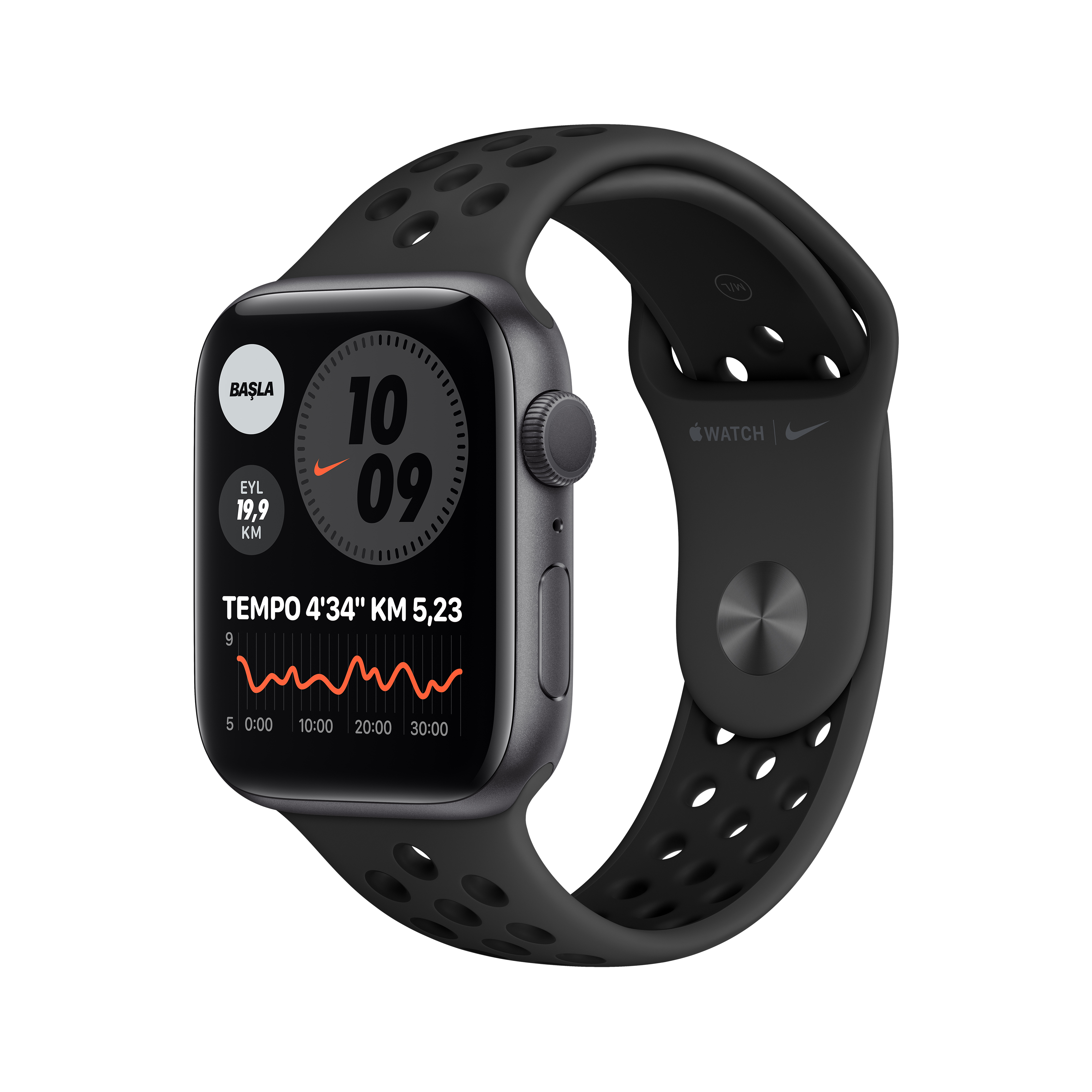 APPLE Watch Nike Series 6 GPS 44mm Aluminium Case Antrasit/Siyah Nike Spor Kordon Akıllı Saat Uzay Grisi