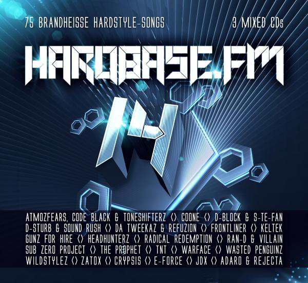 CD-Cover für Hardbase FM 14, mit stilisiertem silbernen '14' und Künstlernamen.