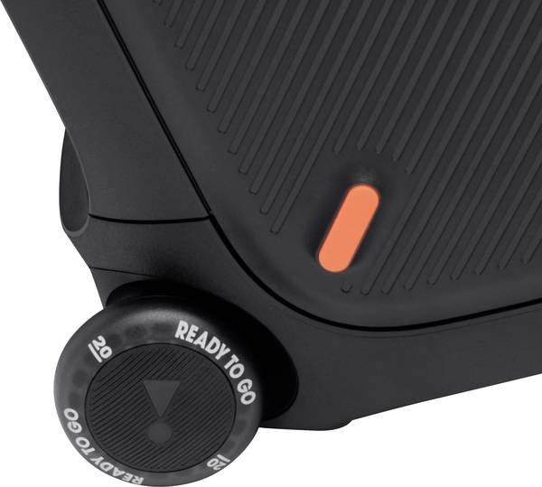 Gros plan d'un appareil noir avec un bouton orange et un cadran indiquant 'READY TO GO'. Le cadran porte le numéro '20'.