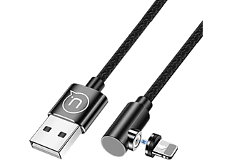 USAMS SJ444USB01 Jobb Oldalas Mágneses Lightning Töltőkábel,100cm  fekete