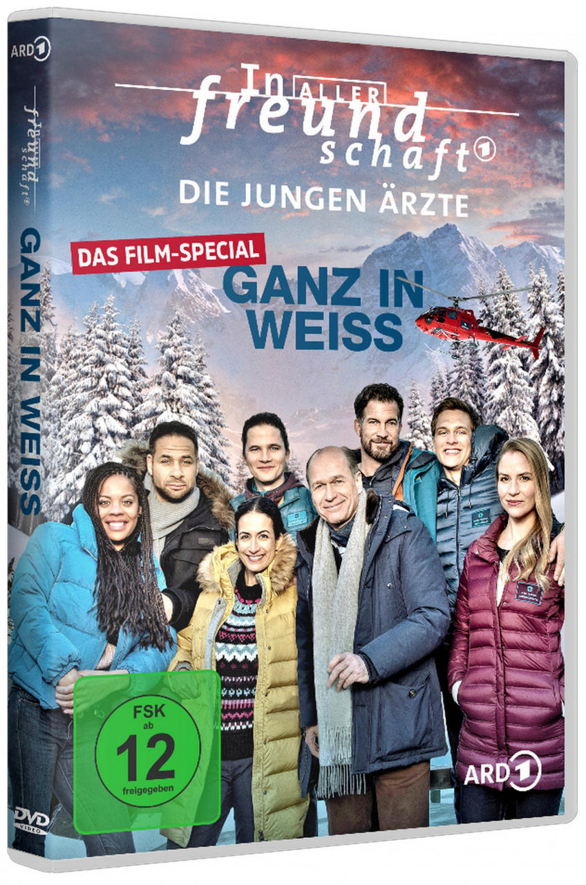 DVD-Cover für "In aller Freundschaft - Die jungen Ärzte". Es zeigt eine Gruppe von Personen.