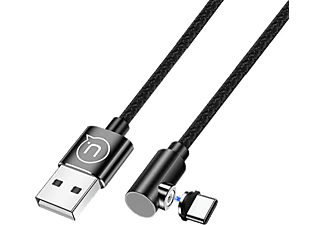 USAMS SJ445USB01 Jobb Oldalas Mágneses Type-C Töltőkábel, fekete