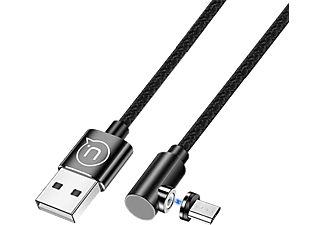 USAMS SJ446USB01 Jobb Oldalas Mágneses Micro Töltőkábel, fekete