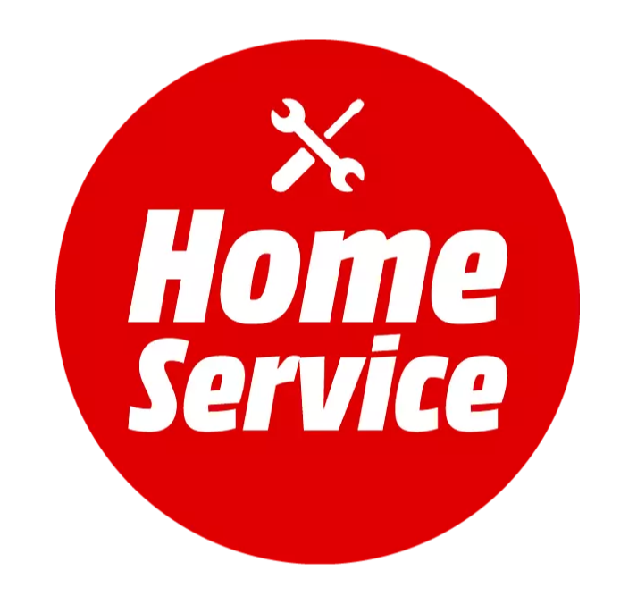Red circle with white text and a wrench and screwdriver logo, on white.