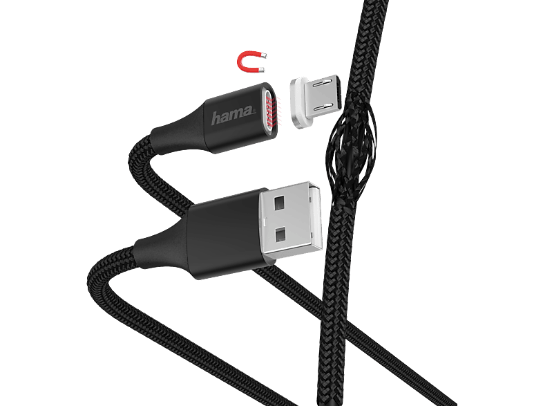 HAMA USB-kabel - microUSB Magnetic 1 m Zwart (178373)