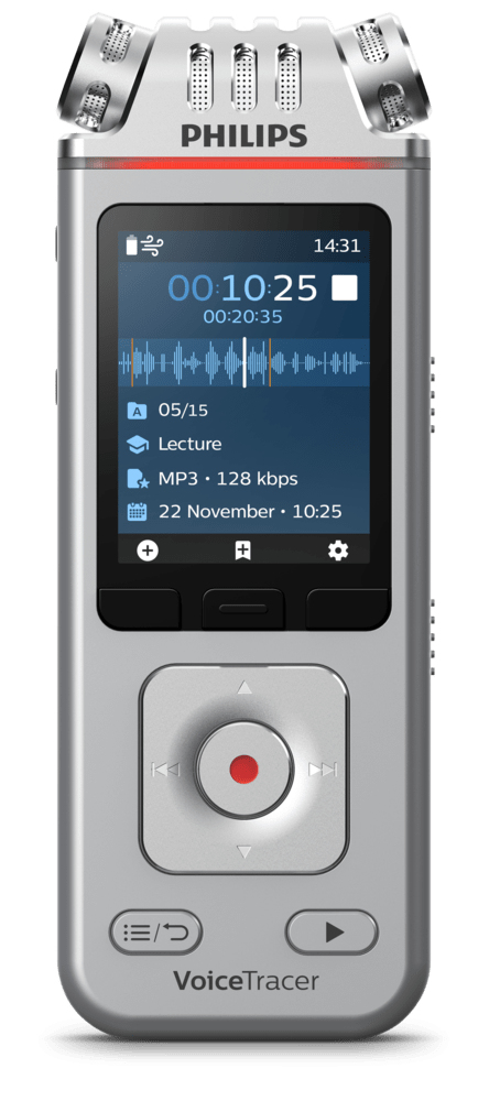 Ein Philips-Sprachrekorder mit Bildschirm.