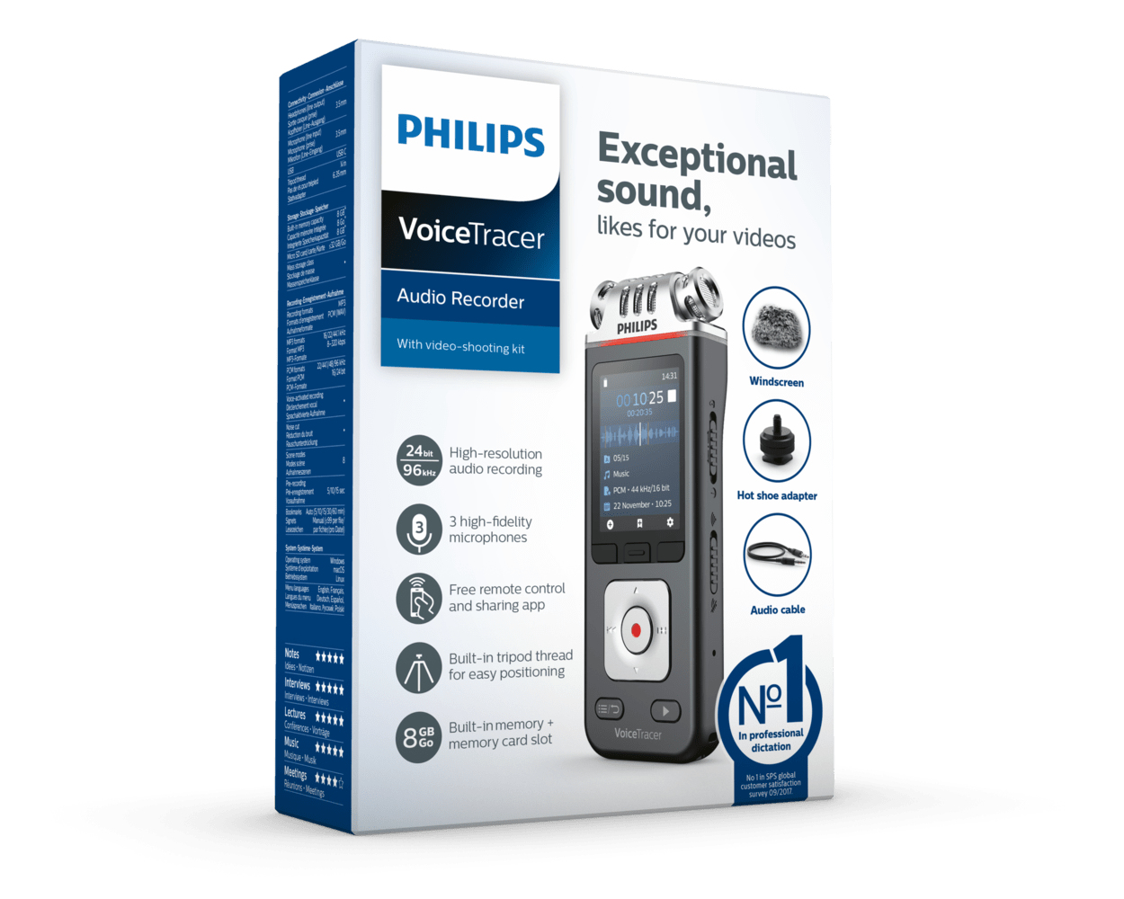 PHILIPS VoiceTracer DVT7110 - Aufnahmegerät (Anthrazit/Chrom)