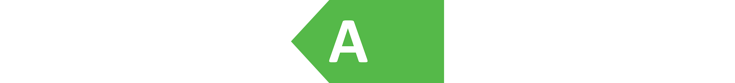 Ein grünes Etikett mit einem weißen "A", das die Energieeffizienz anzeigt.