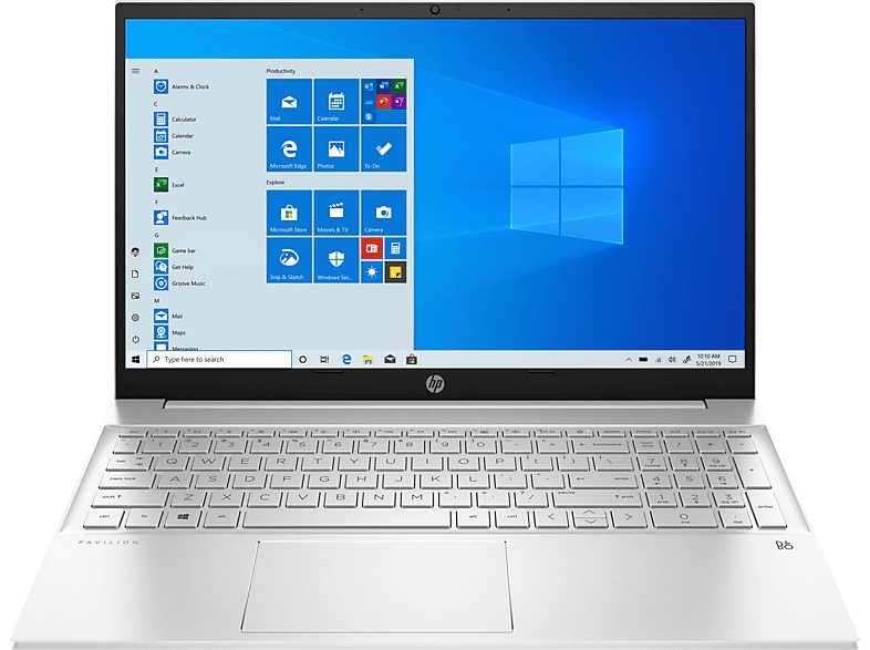 HP Pavilion 15-eh0300ng, Notebook mit 15.6 Zoll Display, Ryzen 5 Prozessor, 8 GB RAM, 512 GB SSD, AMD Radeon Grafik, Silber