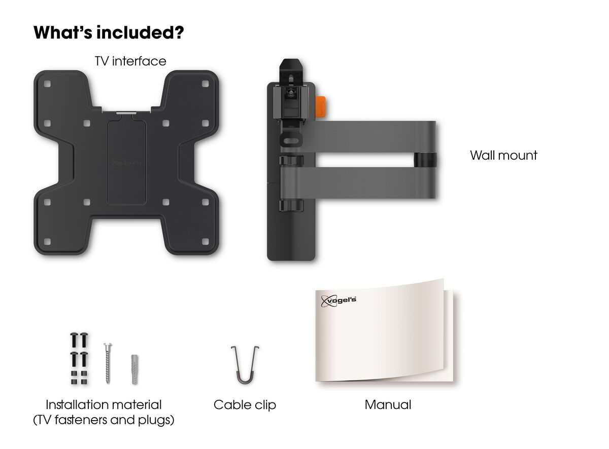 VOGEL´S WALL 3145 TV-Wandhalterung für 48-109 cm (19-43 Zoll) Fernseher, drehbar und neigbar, Wandhalterung, max. 43 Zoll, Schwenkbar, Neigbar, Ausziehbar, Schwarz