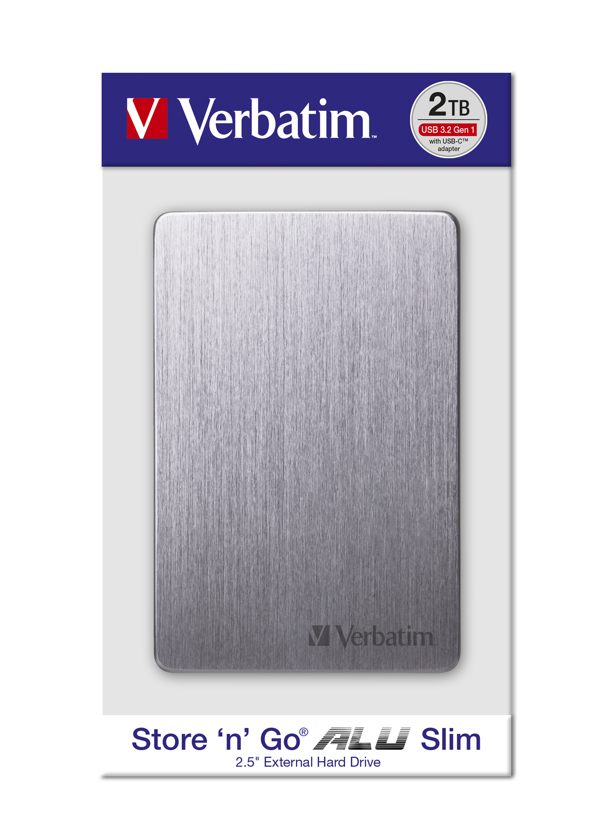VERBATIM Store n Go 2.5" ALU 2TB USB 3.2 Gen 1  Festplatte, 2 TB HDD, 2,5 Zoll, extern, Grau