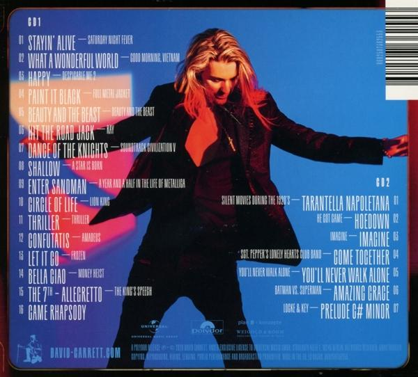 Rückseite eines CD-Covers mit Bild eines Mannes, Titelliste und Logos der Künstler.