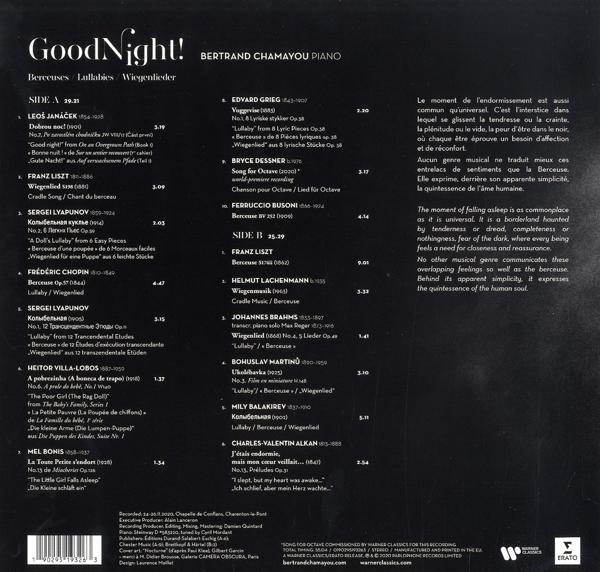 Ein Vinyl-Schallplattencover mit schwarzem Hintergrund, Songtiteln und Informationen.
