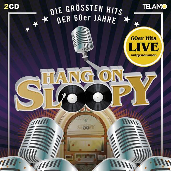 Albumcover mit dem Titel 'HANG ON SLOOPY', Vintage-Mikrofonen und einer Jukebox.