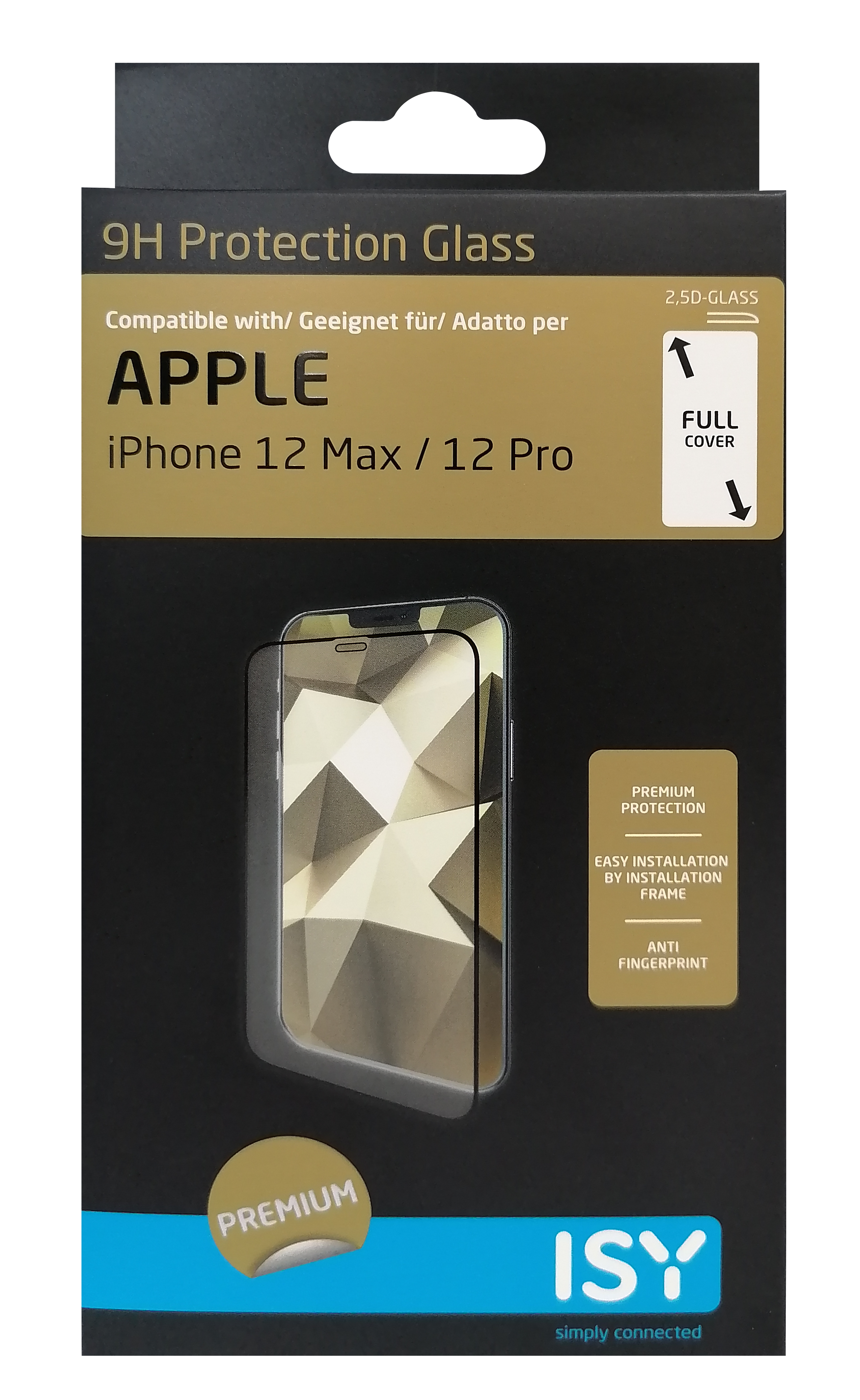 Verpackung für Displayschutzfolie für iPhone 12 Max/12 Pro.