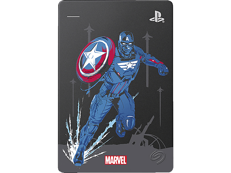 SEAGATE STGD2000203 GAME DRIVE PS4 2TB HDD CAPTAIN AMERICA , Externe Festplatte, Metallic/Grau