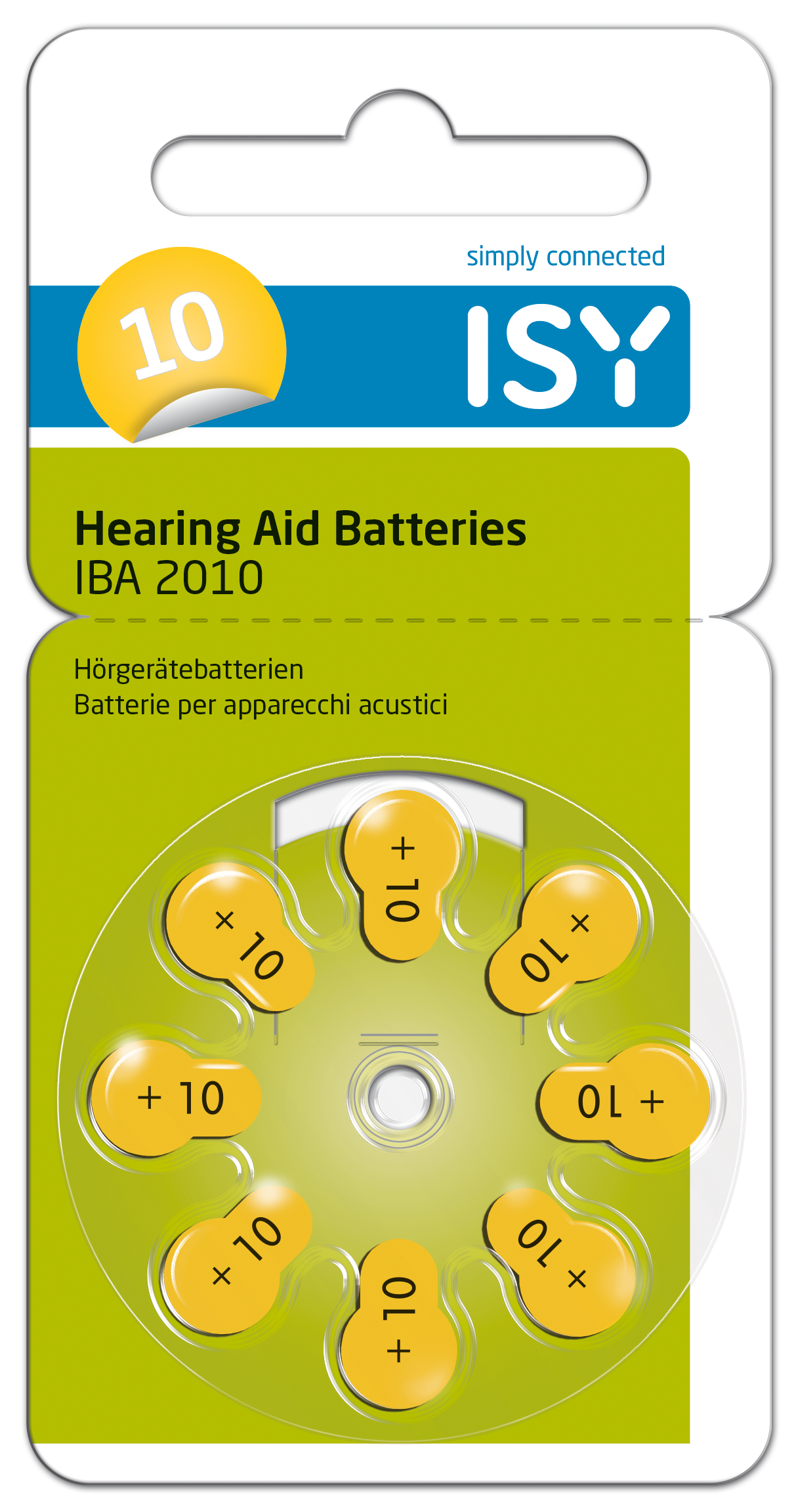 ISY IBA-2010 Typ 16 Hörgerätebatterien, Zink-Luft 1.45 Volt 10 Knopfzellen, Stück