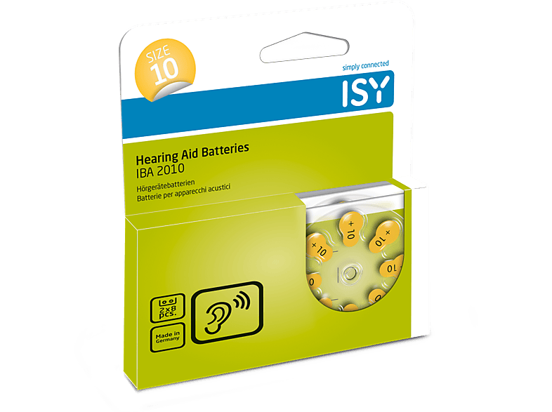 Thumbnail - ISY IBA-2010 Typ 10 Hörgerätebatterien, Zink-Luft Knopfzellen, 1.45 Volt 16 Stück