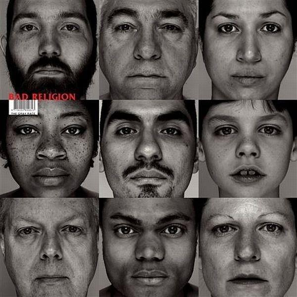 Albumcover mit neun Gesichtern, die verschiedene Ethnien und Gesichtsausdrücke zeigen.