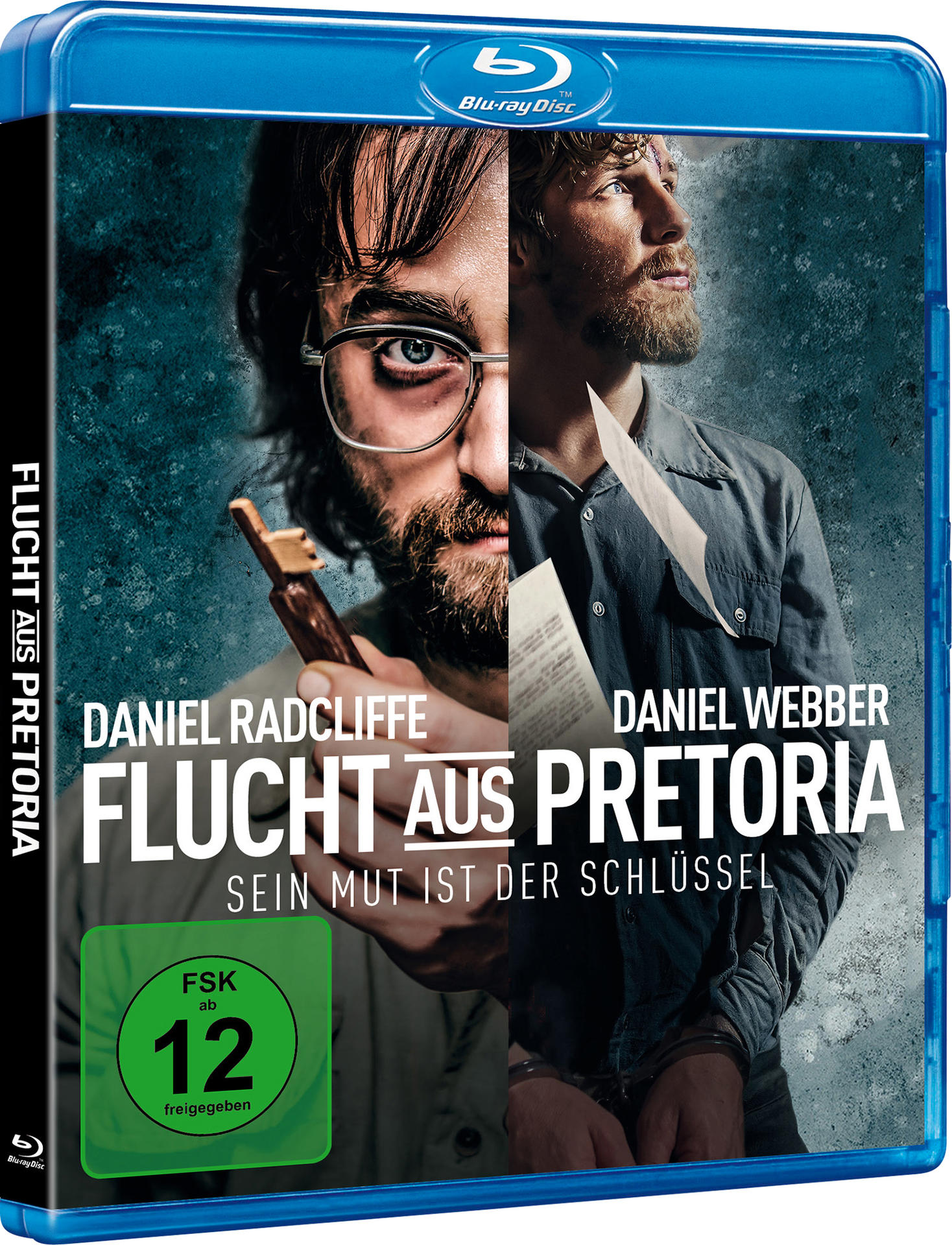Blu-ray-Disc-Box mit Filmtitel und Schauspielern, mit einem Mann mit Brille.