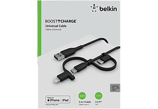 BELKIN USB-kabel - Lightning / USB-C / microUSB Boost Charge 1 m Zwart (CAC001BT1MBK)