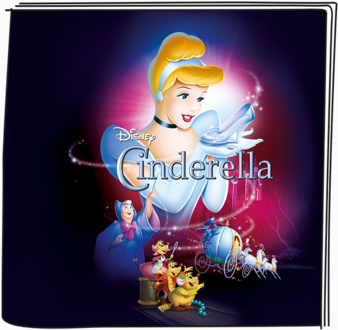 Cinderella-Filmplakat. Aschenputtel, Mäuse, Kutsche und gute Fee. Dunkler Hintergrund.