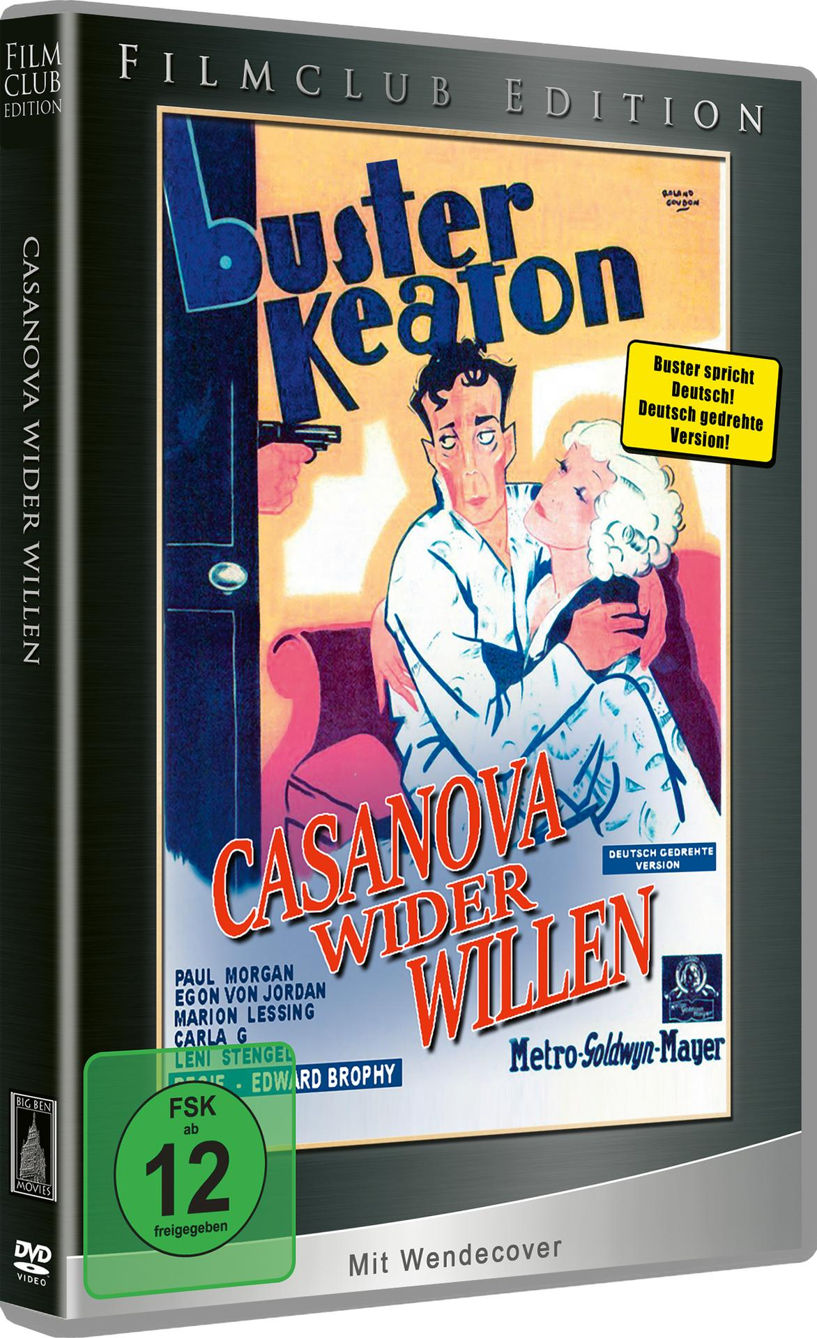 DVD-Hülle für Casanova Wider Willen. Zeigt ein Paar und ein Waffenfoto.