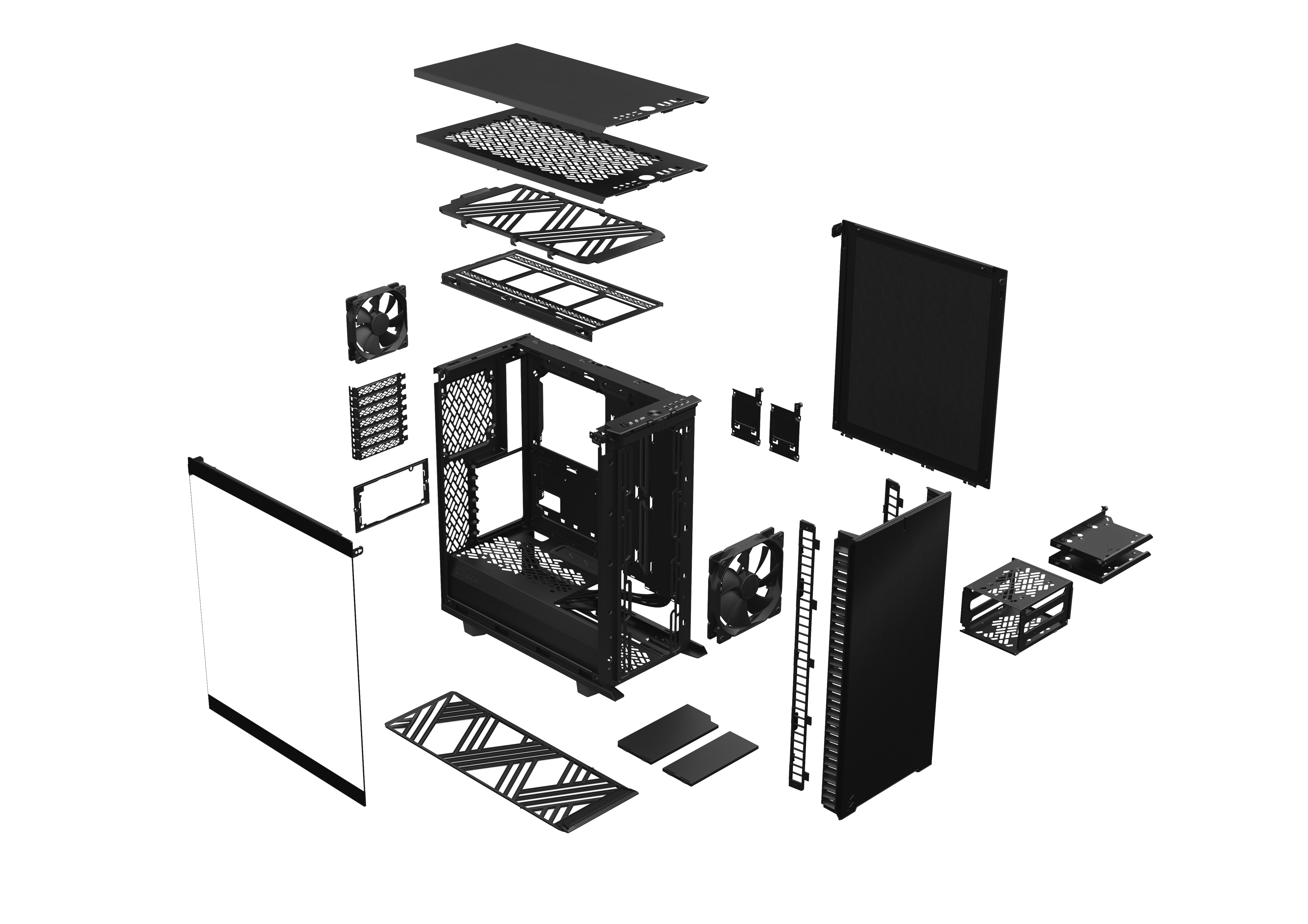 FRACTAL DESIGN Define 7 Compact PC-Gehäuse, Schwarz mit klarer Glaswand
