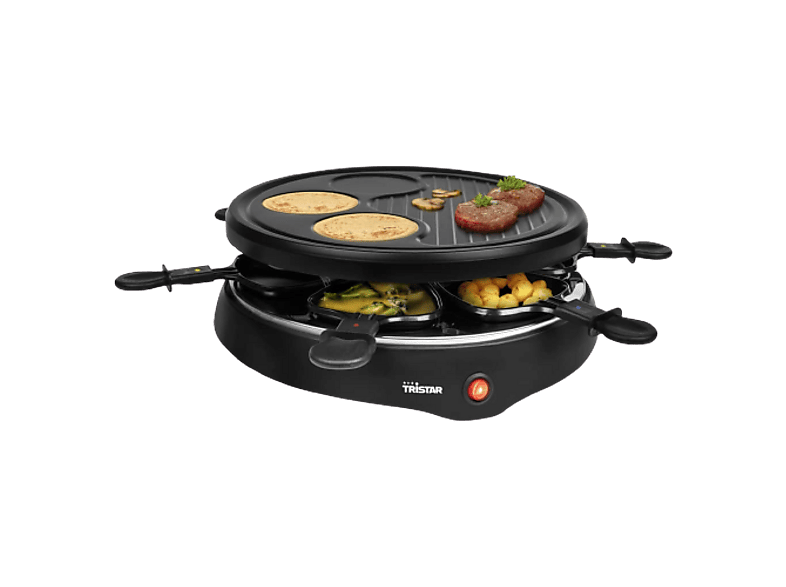 TriStar Raclette Grill für 6 Personen Rund Schwarz RA-2998 Raclette (in Schwarz, für 6 Personen, 800 Watt)