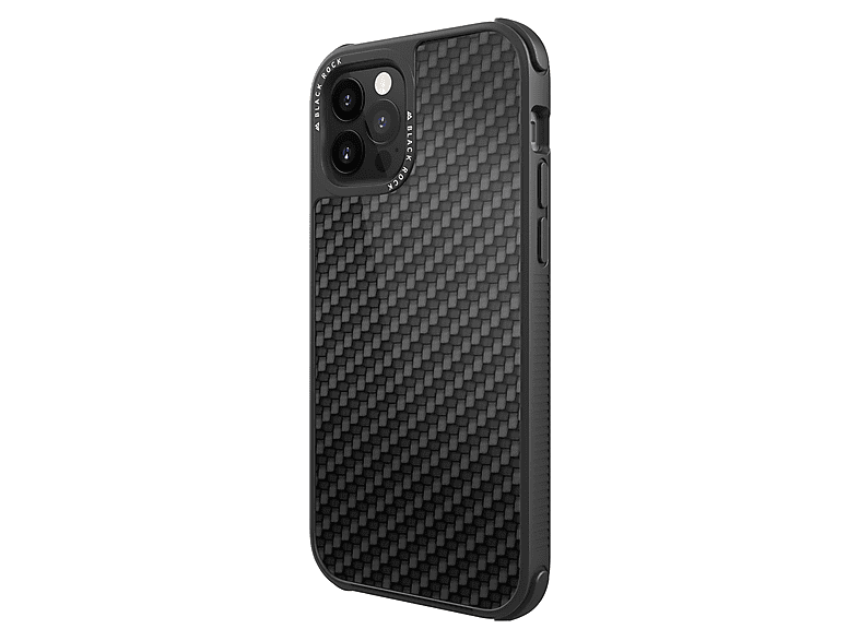 BLACK ROCK Robust Real Carbon, Backcover, Apple, iPhone 12, 12 Pro, Schwarz