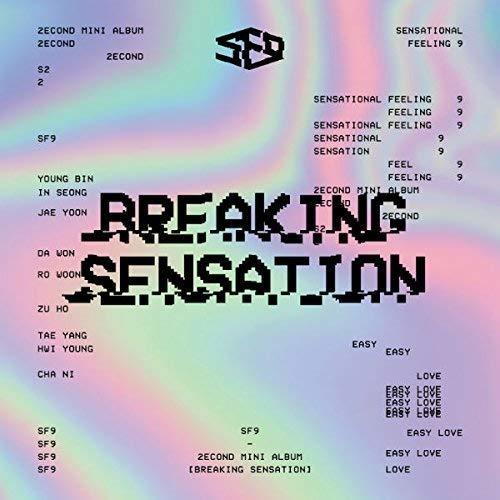 Album borító szöveggel: 'BREAKING SENSATION', különböző nevekkel és színes háttérrel.