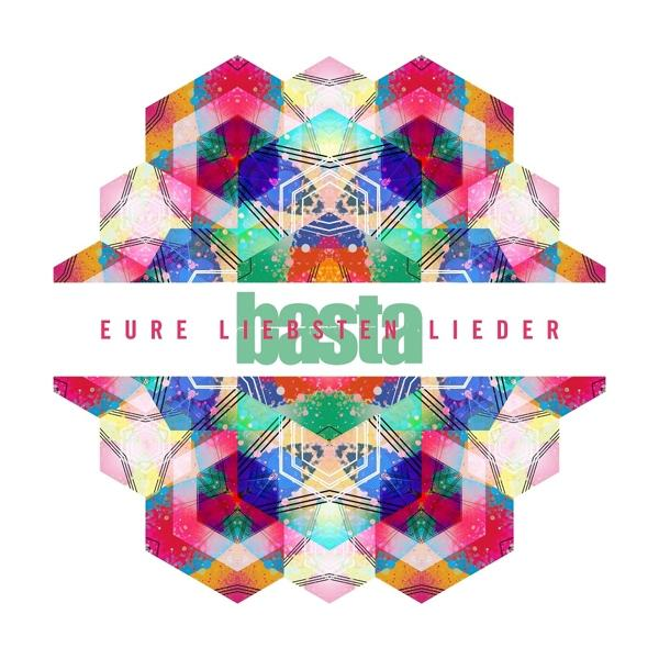 Albumcover: Ein farbenfrohes, geometrisches Design mit dem Wort 'basta' in der Mitte.