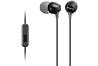 Auriculares botón - Sony MDR-EX15APB, Con micrófono, Botón, Tapones de Silicona, Iman de Neodimio, Negro