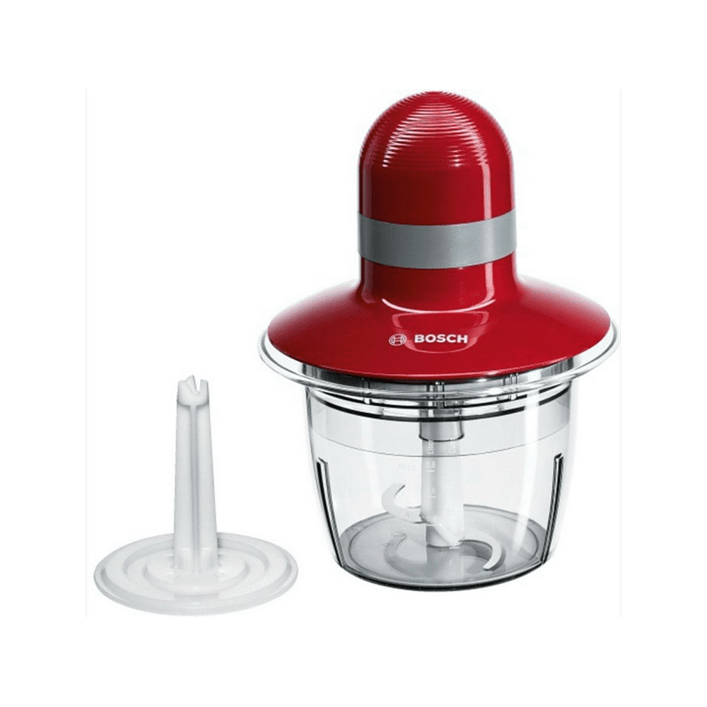 Picadora - Bosch MMR 08 R, Potencia 400W, Cuchilla universal de acero inoxidable, Recogecables, Rojo